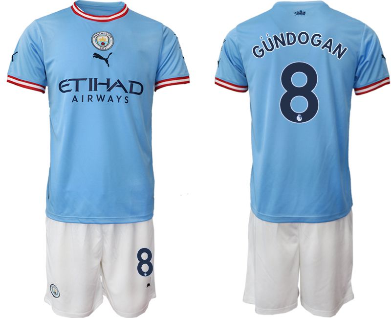 Men 2022-2023 Club Manchester City home blue 8 Soccer Jersey